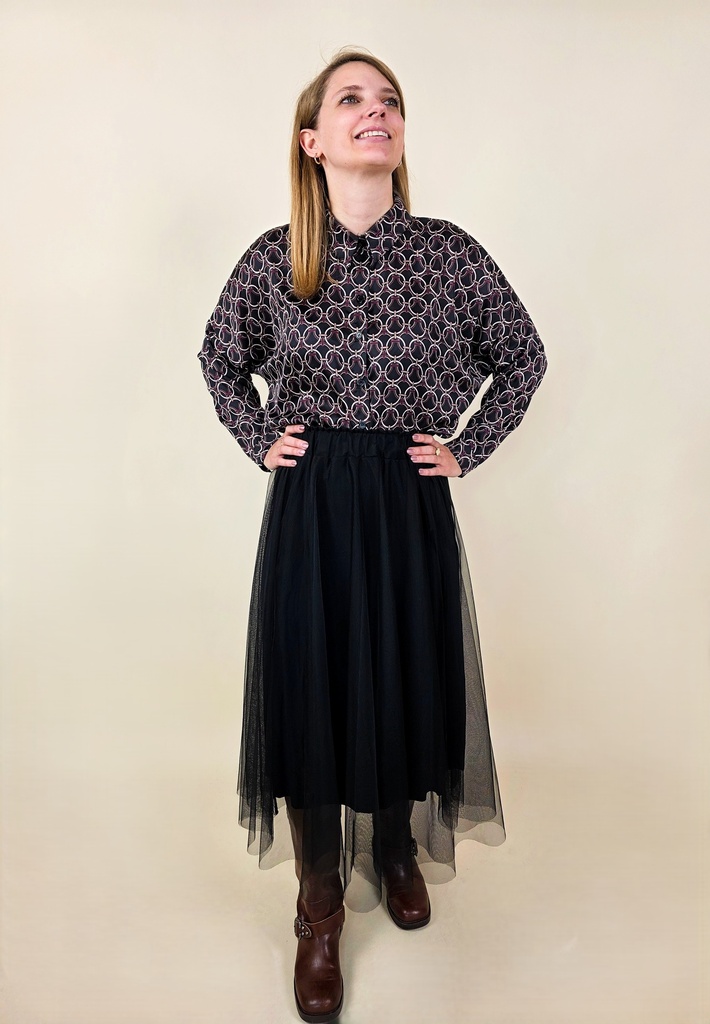 Jupe midi en tulle noire