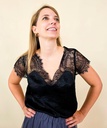 Top noir avec haut en dentelle transparente