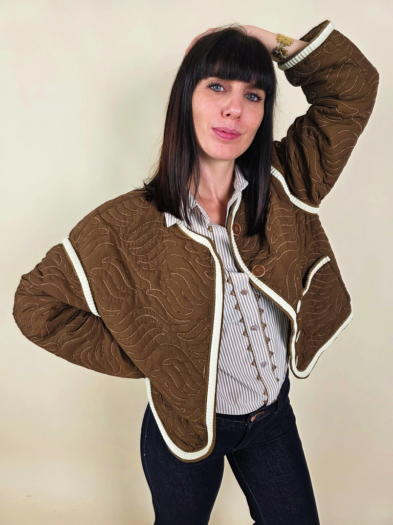 [00085_S/M] Veste courte matelassée brune (S/M)