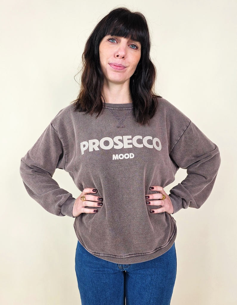 [00129] Sweat-shirt Oversize 'Prosecco Mood' marron