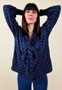 Blouse fluide bleu marine à pois