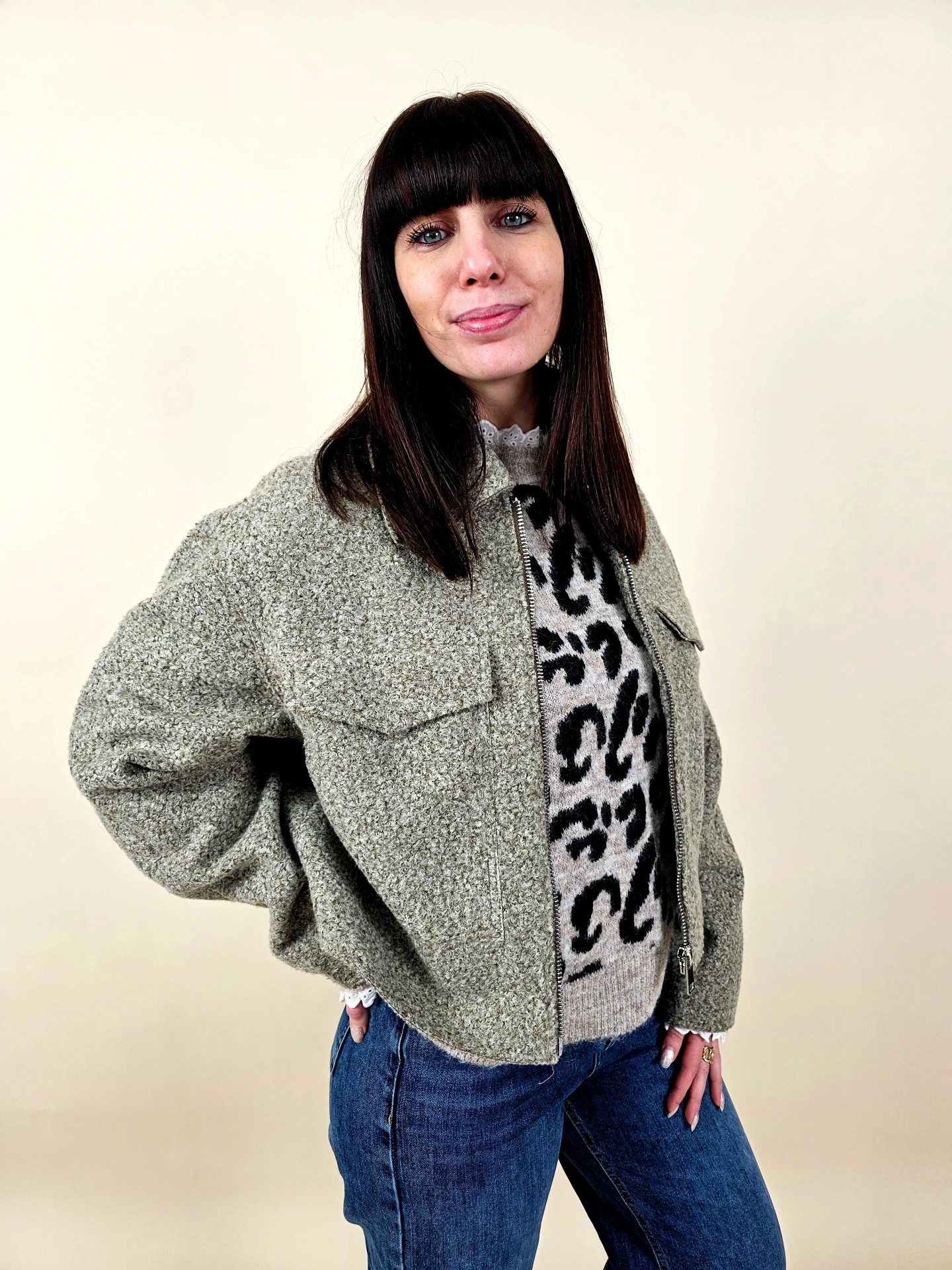 [00162_S] Veste taupe style teddy (S)