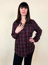 Chemise oversize à carreaux bordeaux asymétrique