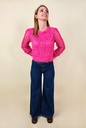 Jeans bleu foncé évase sur le bas sans poches