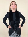 Gilet sans manche noir avec fourure sur le col