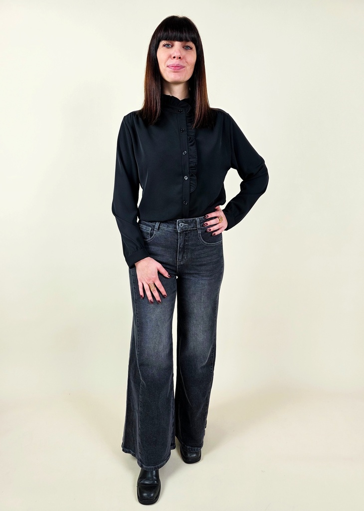 [00226_XS] Jeans gris délavé évasé sur le bas avec couture avant (XS)