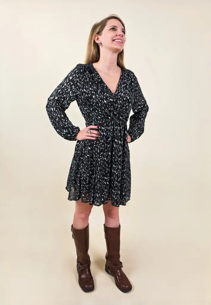 [00243_S] Robe courte noire et argent (S)