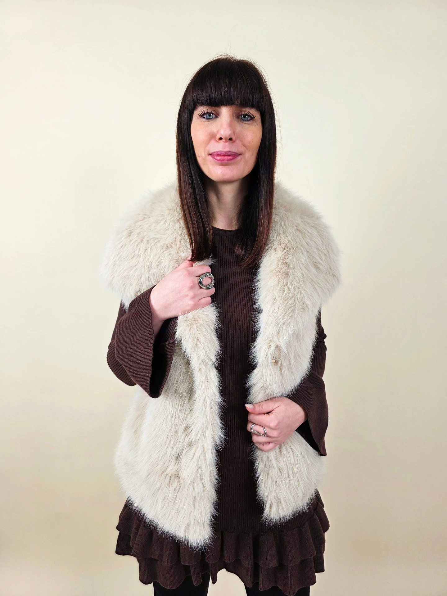 Veste sans manches beige clair