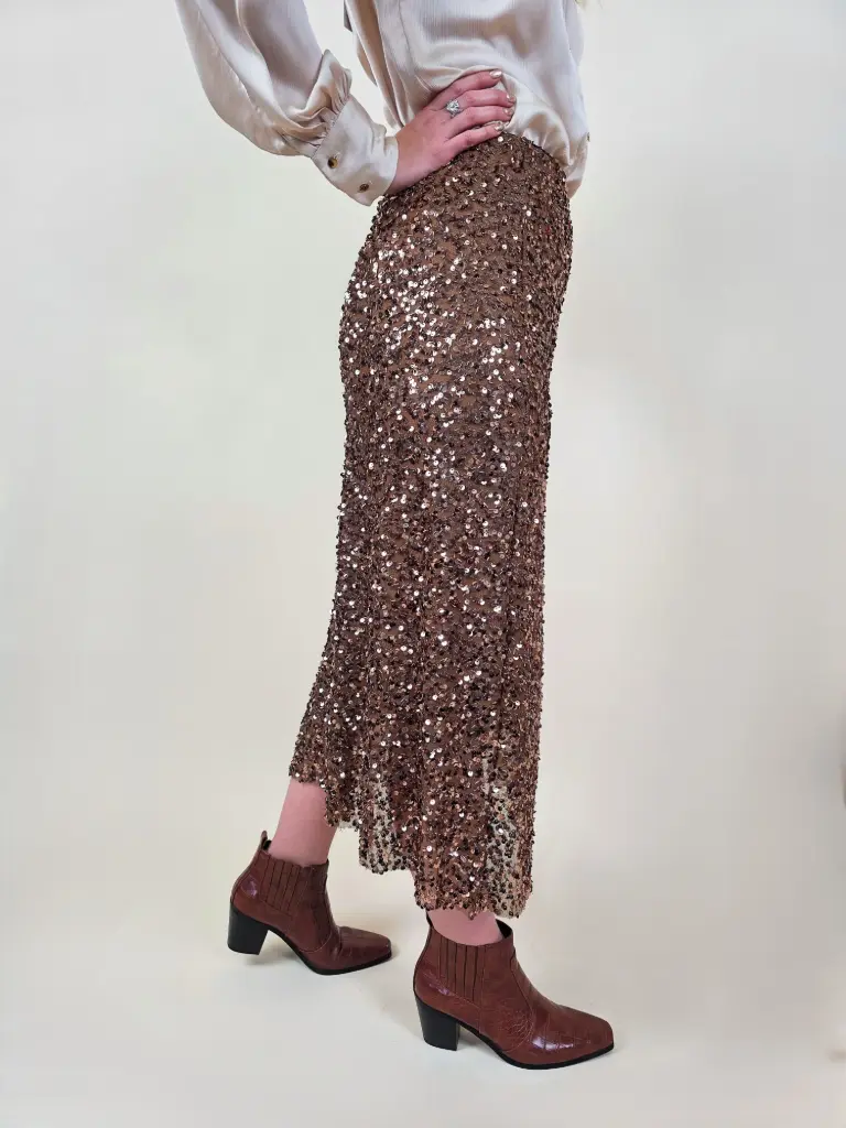 Jupe sequins bronze