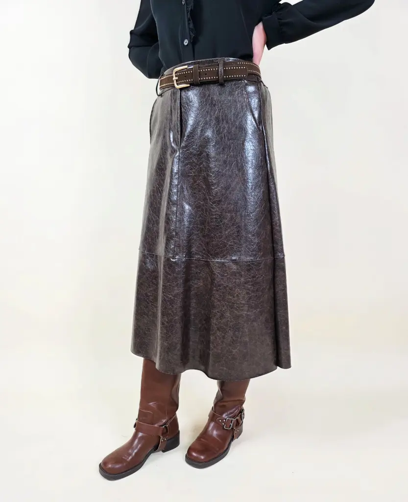 [00390] Jupe longue évasée marron