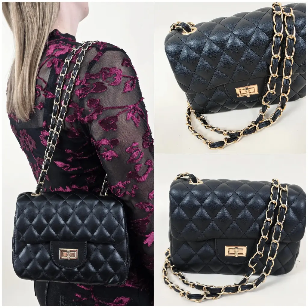 [00351] Sac à main noir matelassé