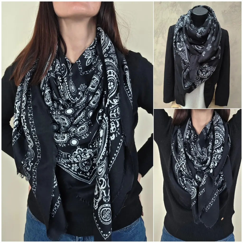 [00374] Echarpe noir motif bandana