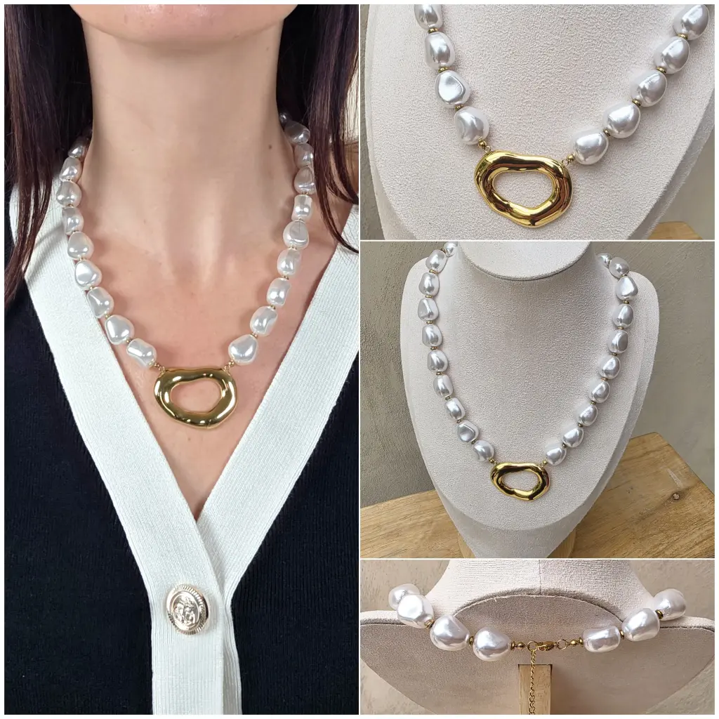 Collier perles blanches