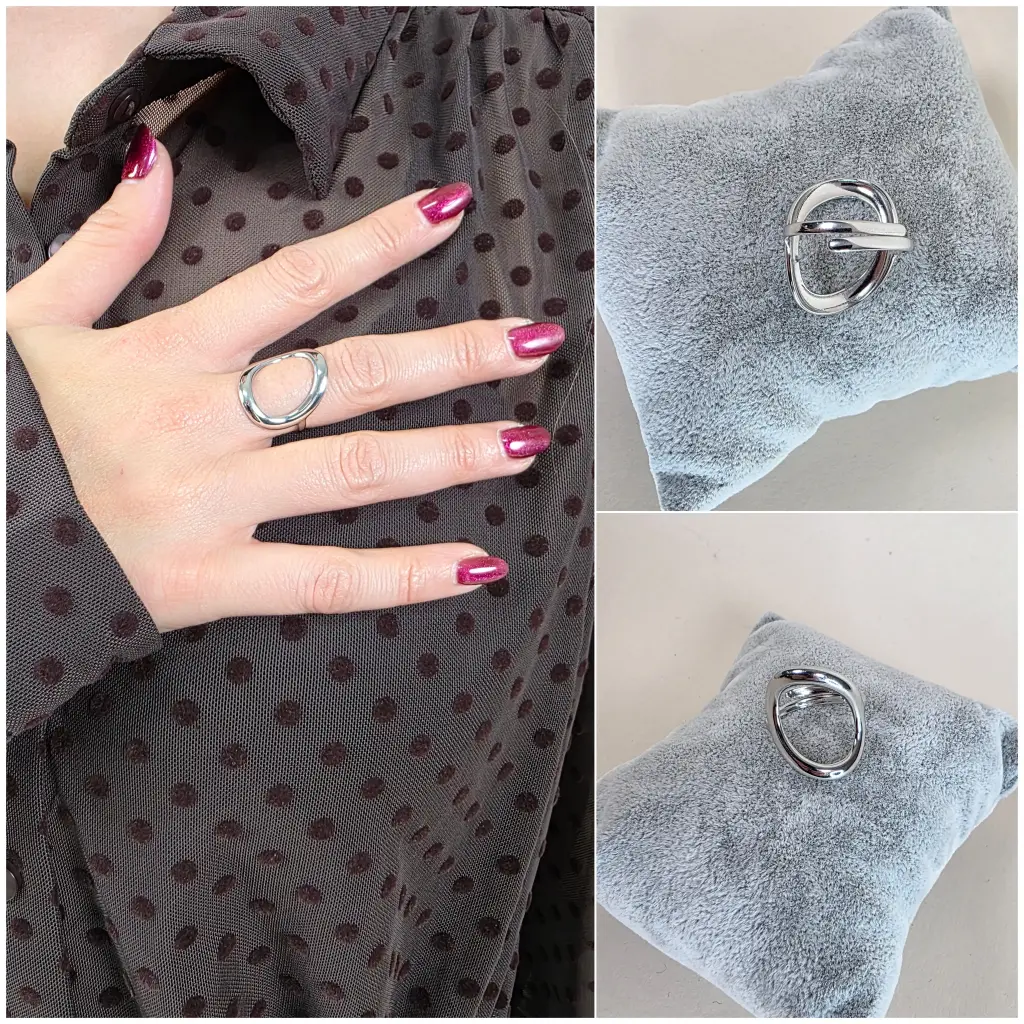 [00265] Bague argenté à anneau ovale