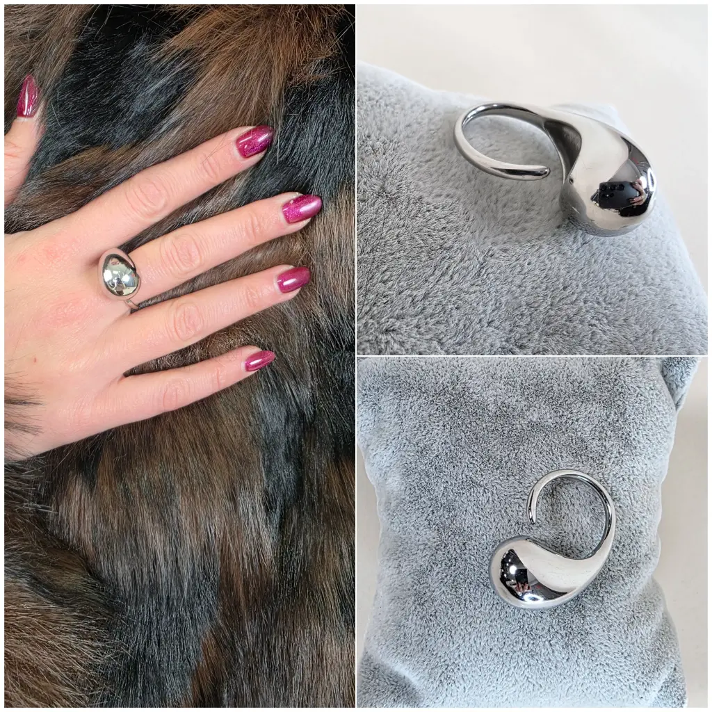 [00287] Bague argentée goutte unique