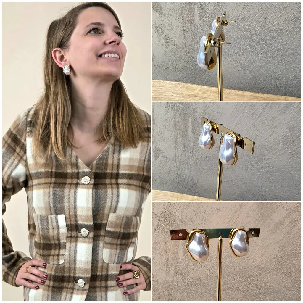 [00326] Boucles d'oreilles avec perle blanche