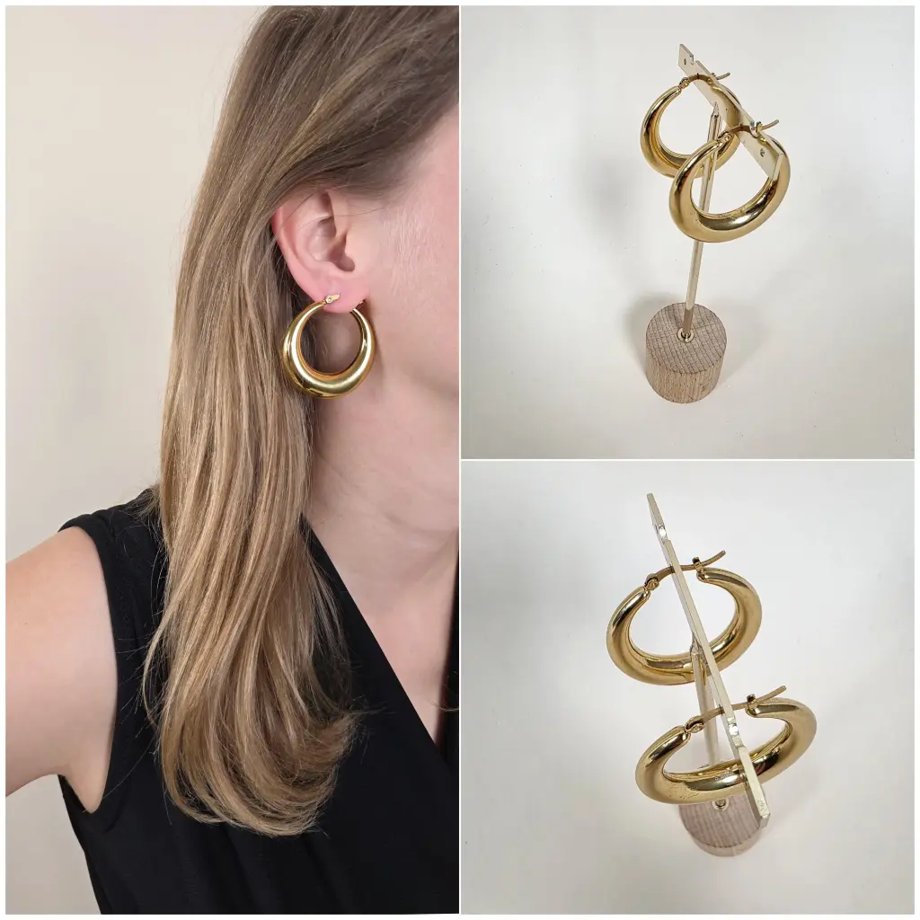 [00365] Boucles d'oreilles créoles épaisses dorées