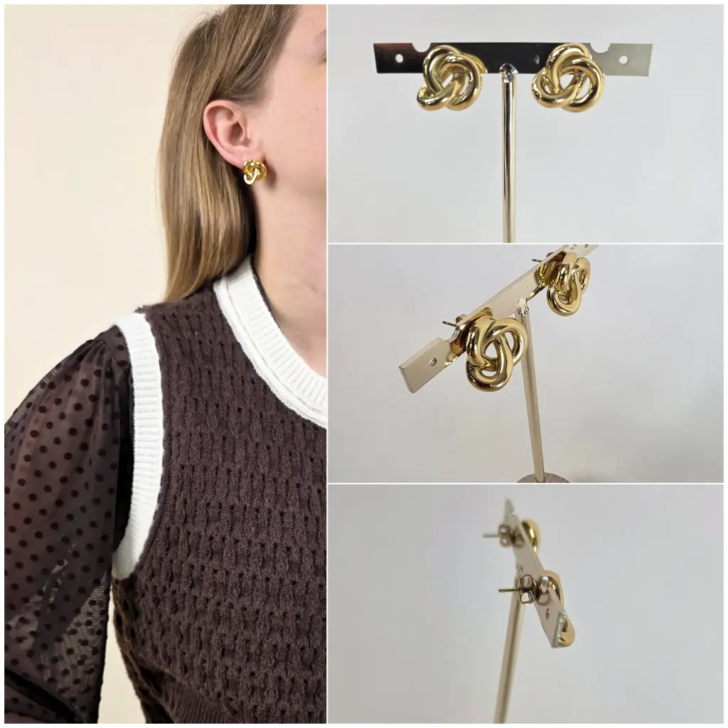 Boucles d'oreilles dorées motif nœud