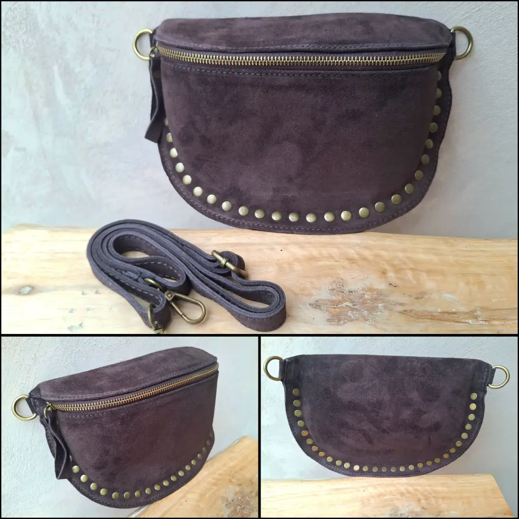 [00399] Sac banane en suédine marron