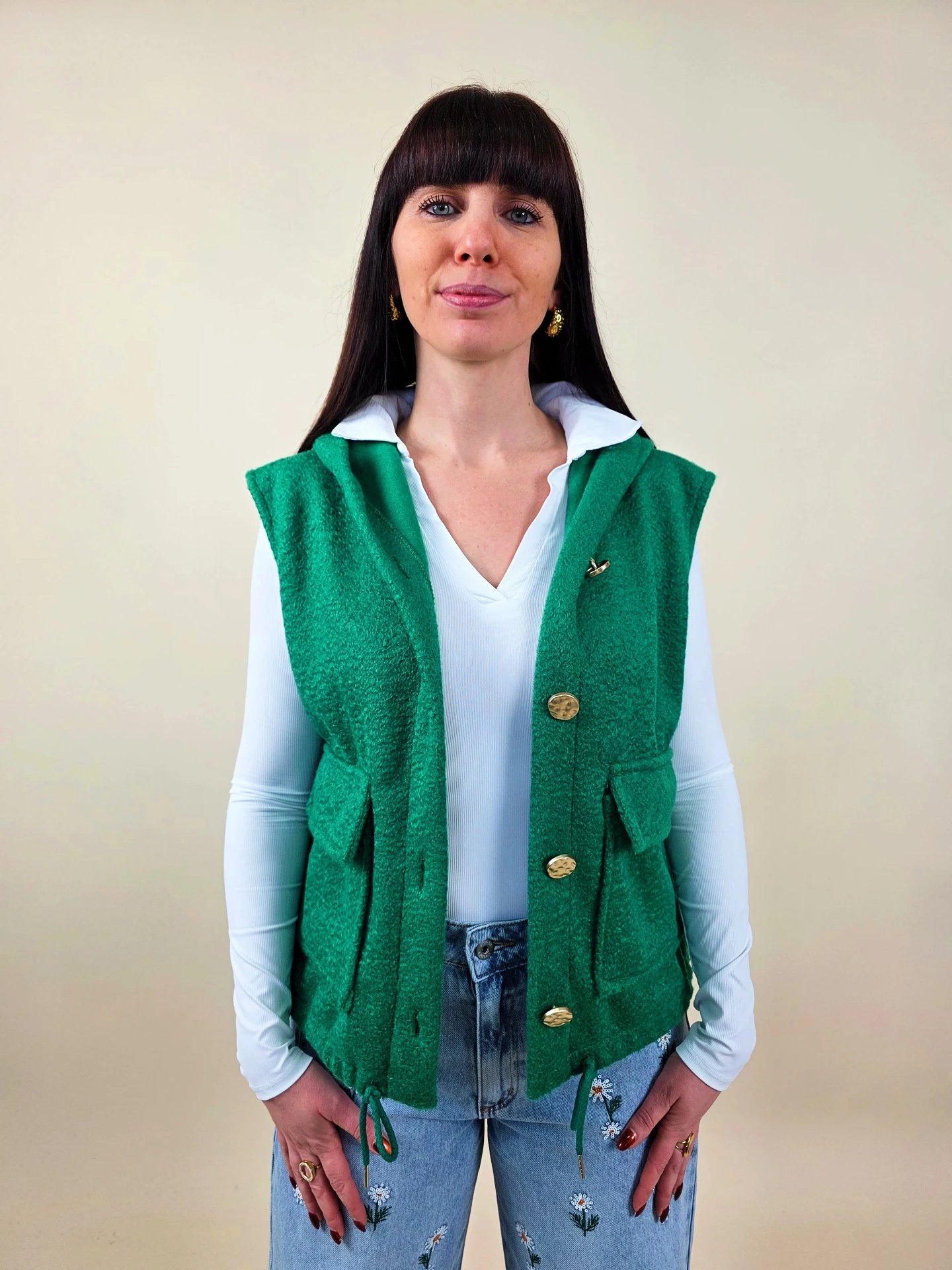 Gilet à capuche vert vif