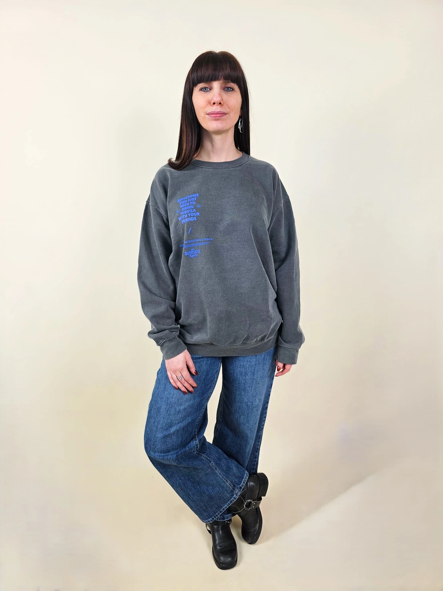 Sweat oversize gris délavé