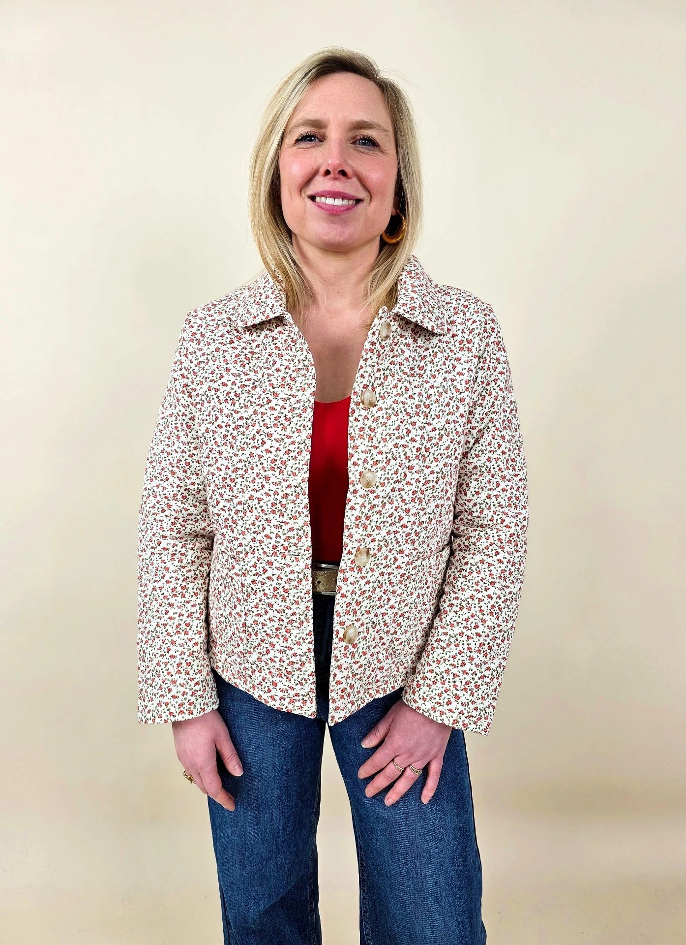 Veste matelassée à petit motif fleuri