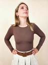 Body à manches longues marron encolure ronde classique L (Anti-Gaspi)
