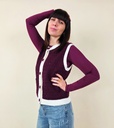 Gilet sans manche en maille bordeaux avec bord blanc TU (Anti-Gaspi)