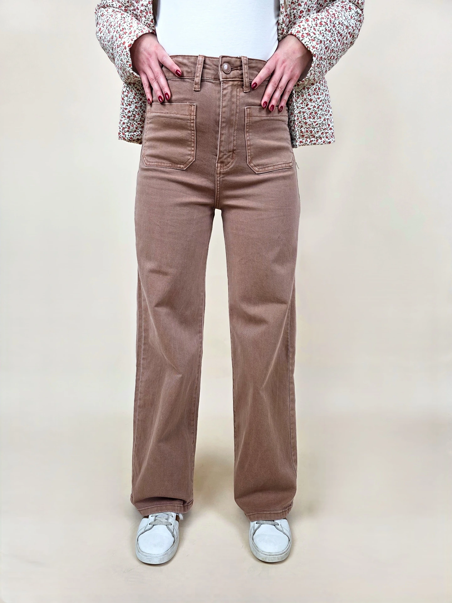 Pantalon large marron glacé
