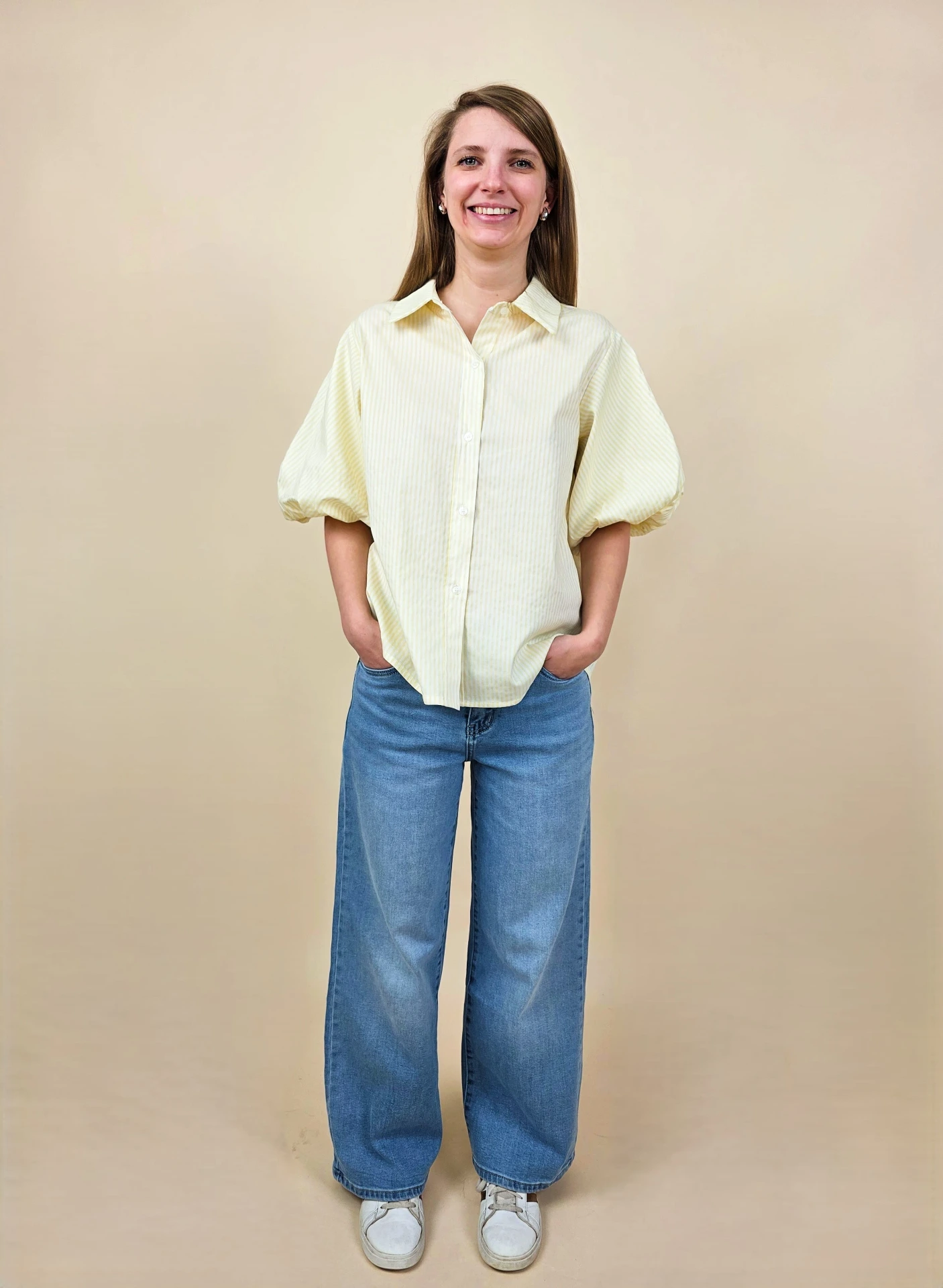 [00545] Chemise à rayures jaunes et blanches