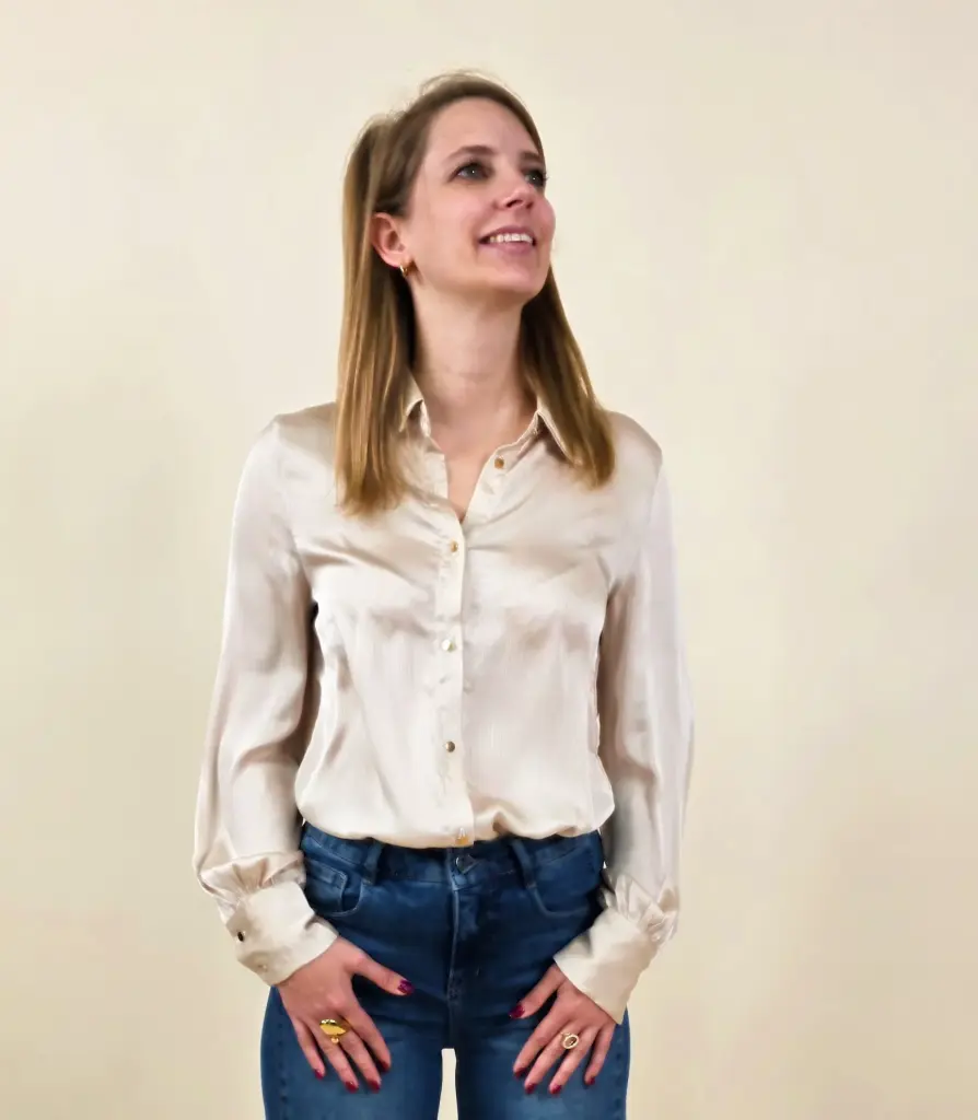 Chemisier satiné beige clair L (Anti-Gaspi)