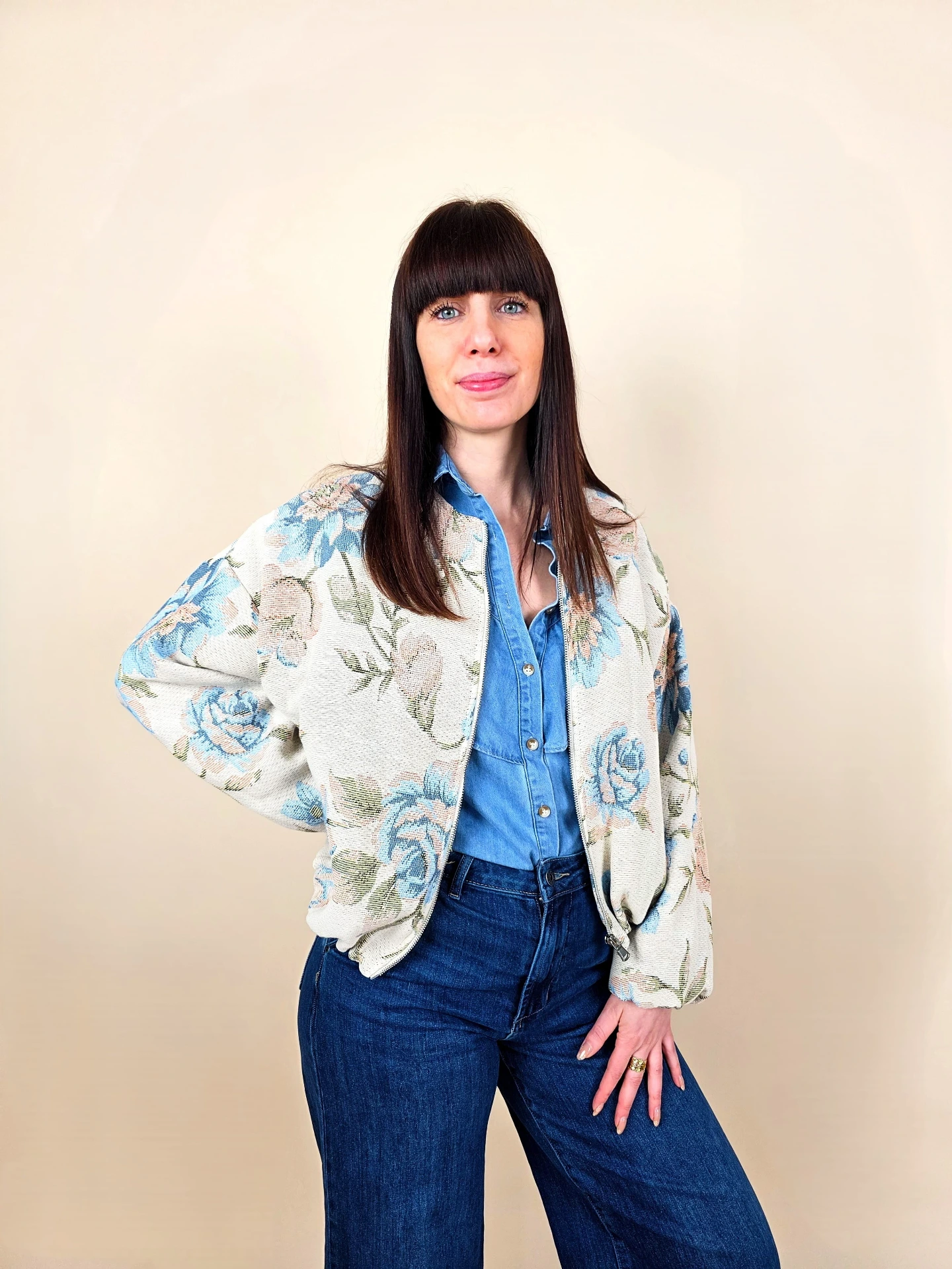 Veste bomber  florale vintage