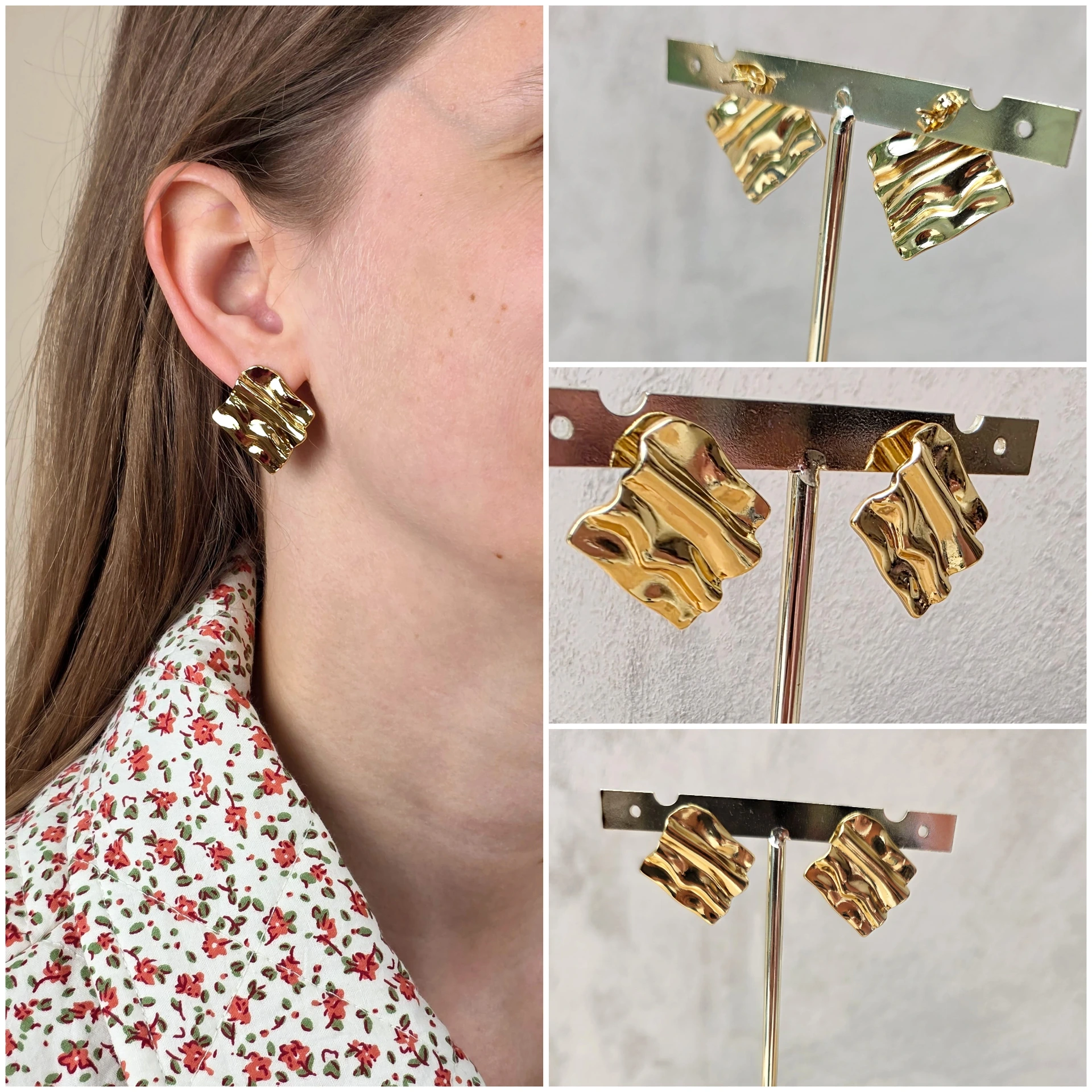 [00559] Boucles d'oreilles "Ondes Dorées"
