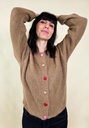 Cardigan laineux brun clair col rond avec boutons cœurs TU (Anti-Gaspi)