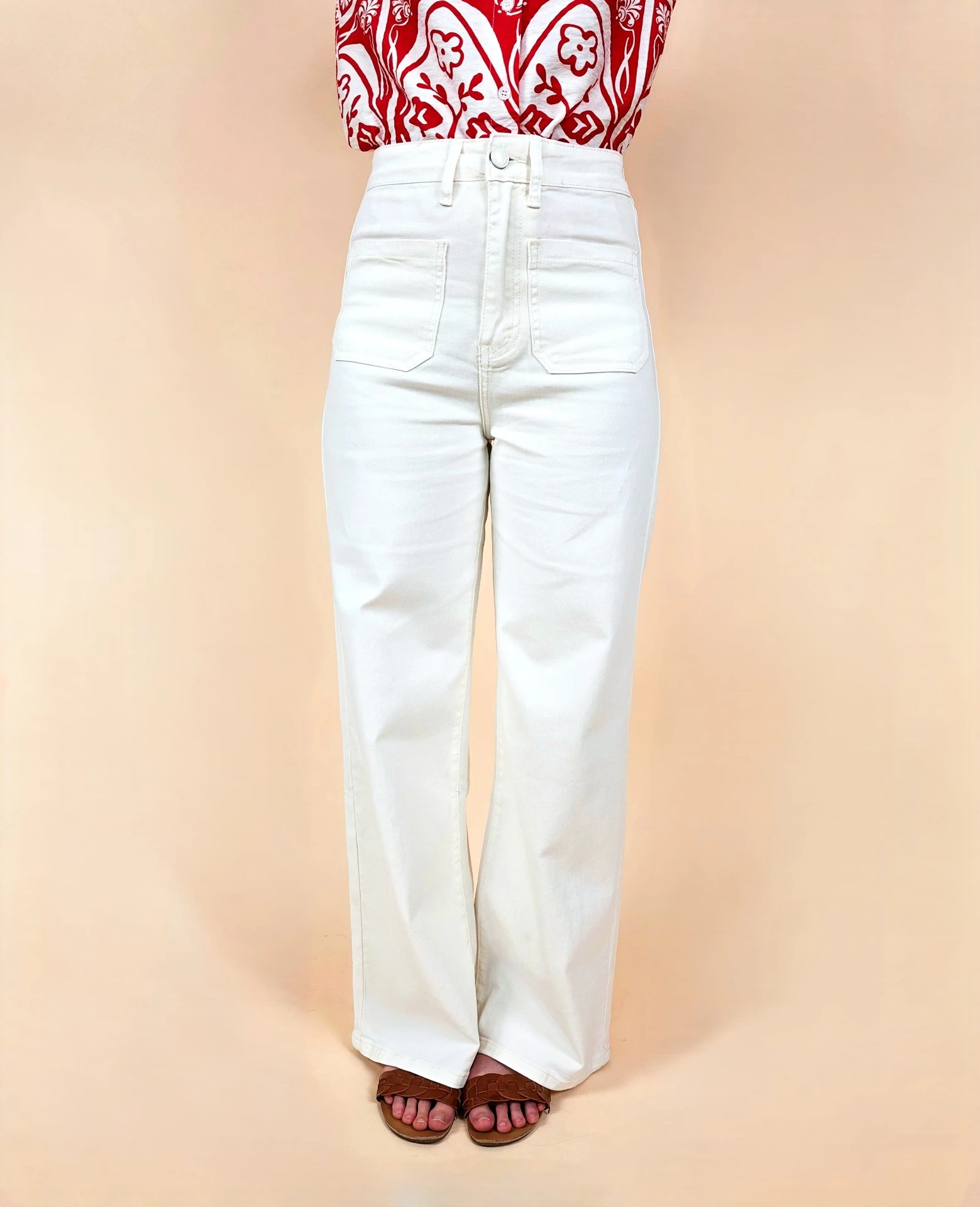 Pantalon large blanc cassé
