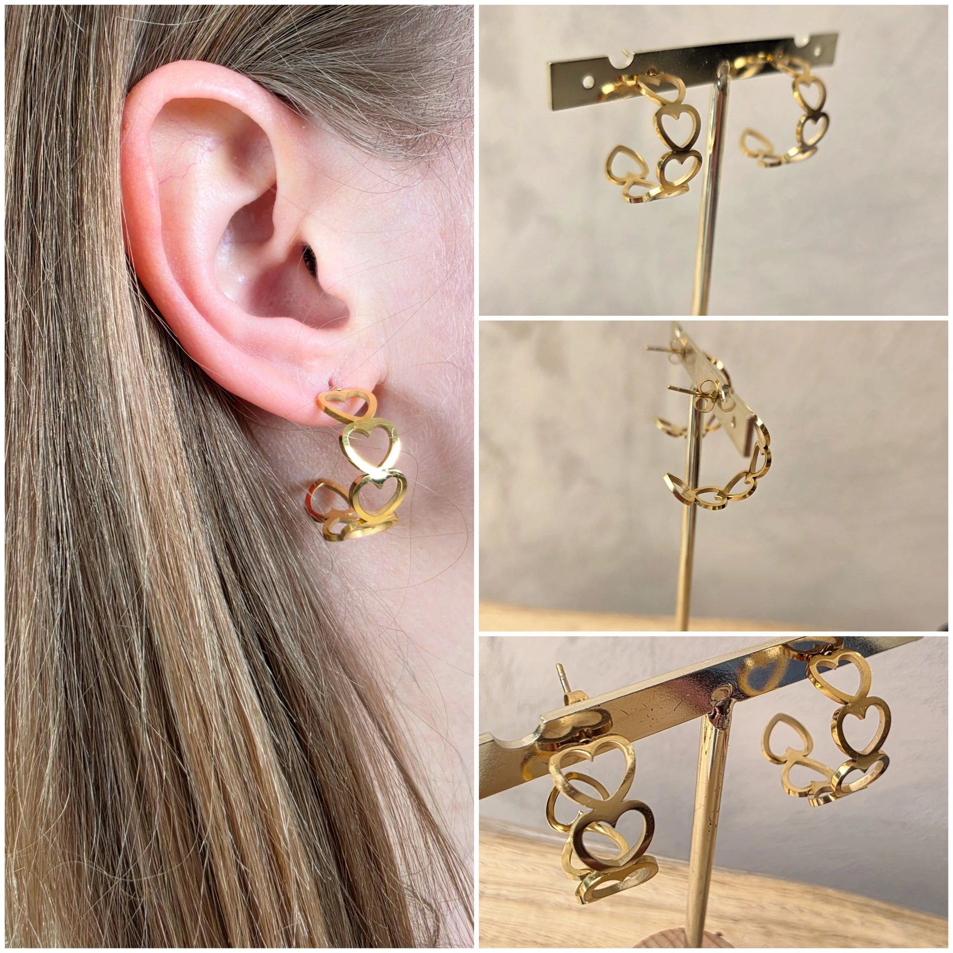 Boucles d'oreilles créoles "Cœurs Enlacés"