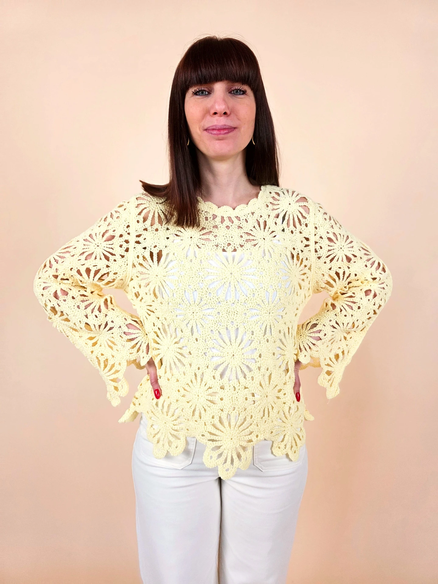 [00594] Blouse en Crochet "Soleil de Printemps"