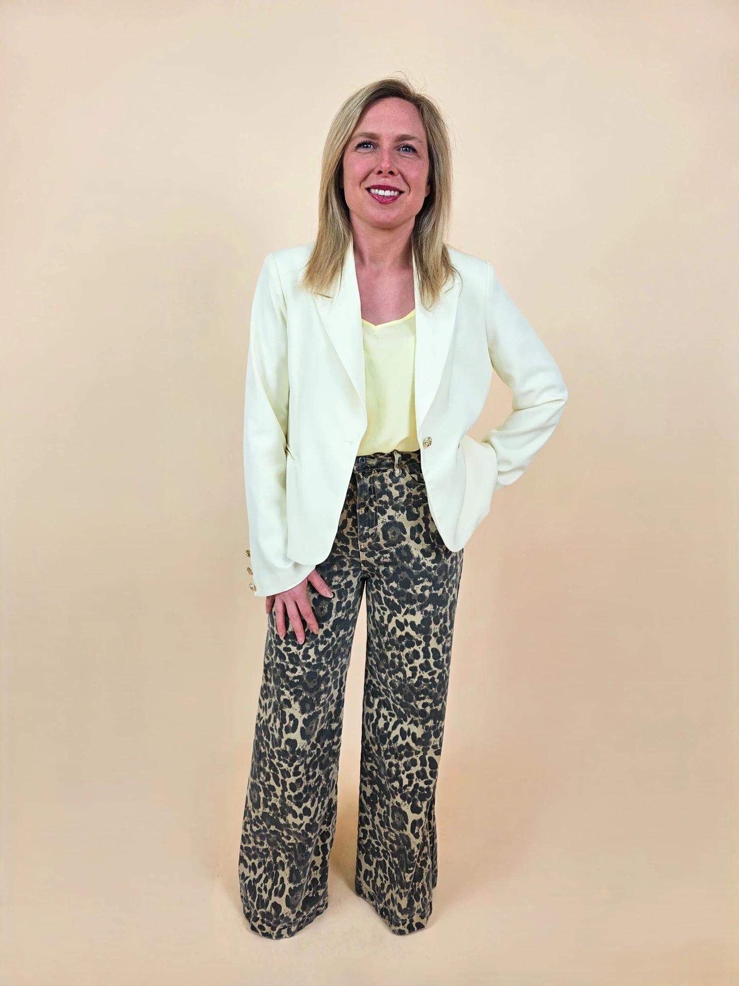 Veste blazer structurée jaune pastel