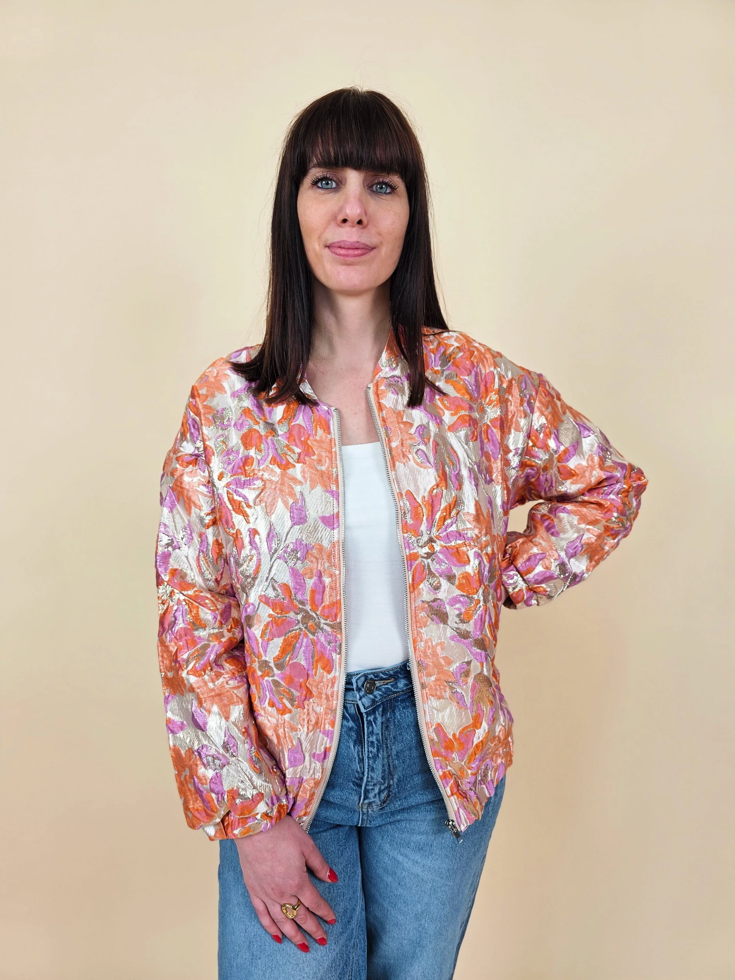 Bomber vintage en jacquard floral