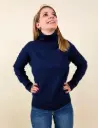 Pull bleu à col roulé avec poches TU (Anti-Gaspi)