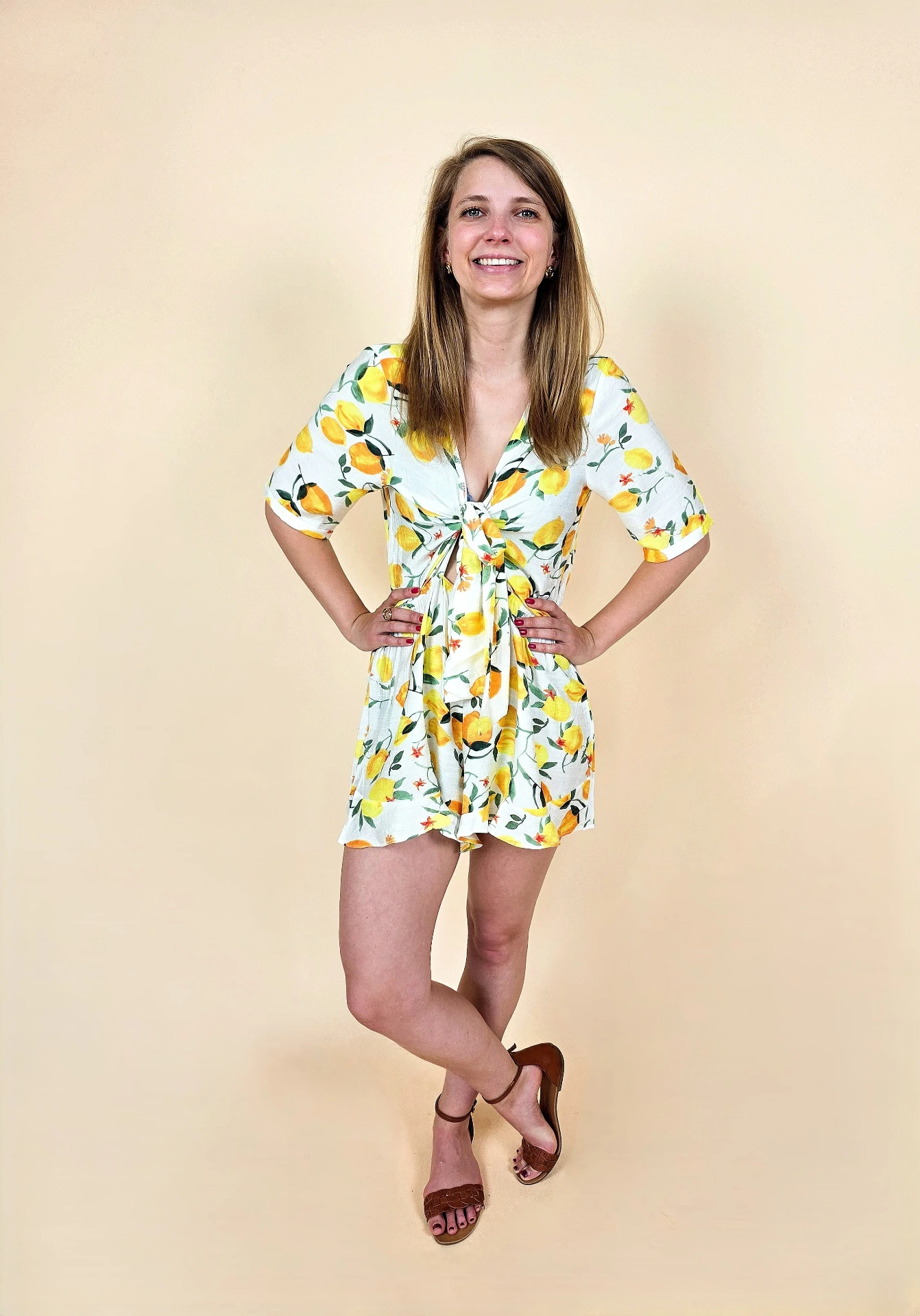 Combinaison-short imprimé citrons