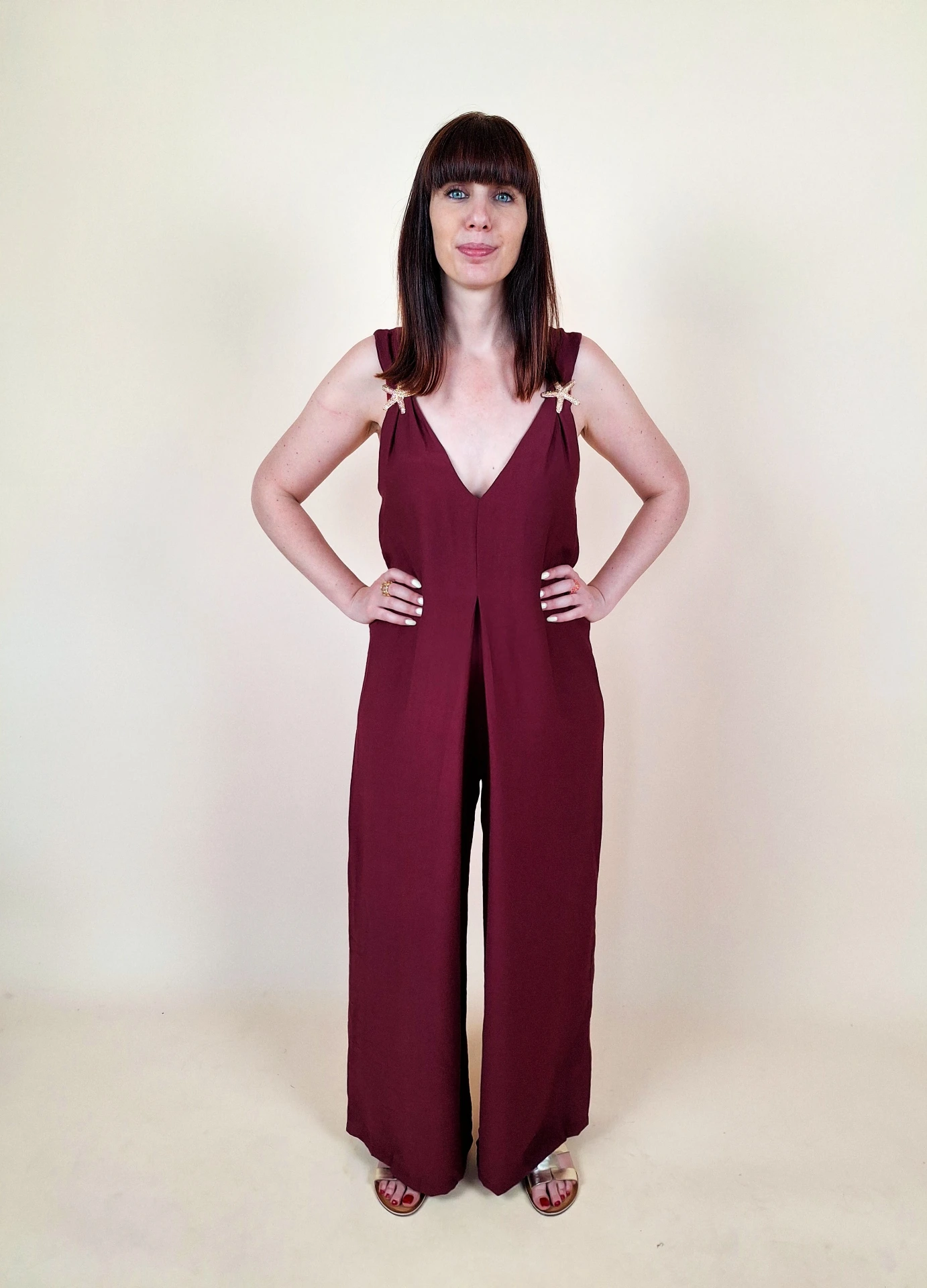 Combinaison pantalon fluide bordeaux