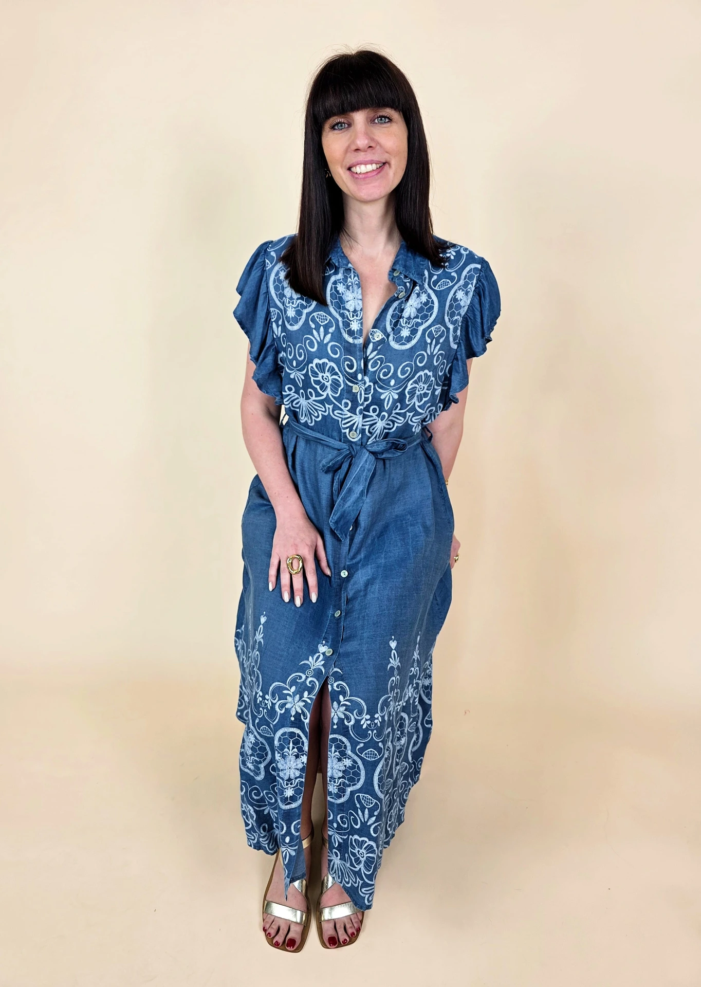[00707_S/M] Robe longue en jeans style bohème (S/M)