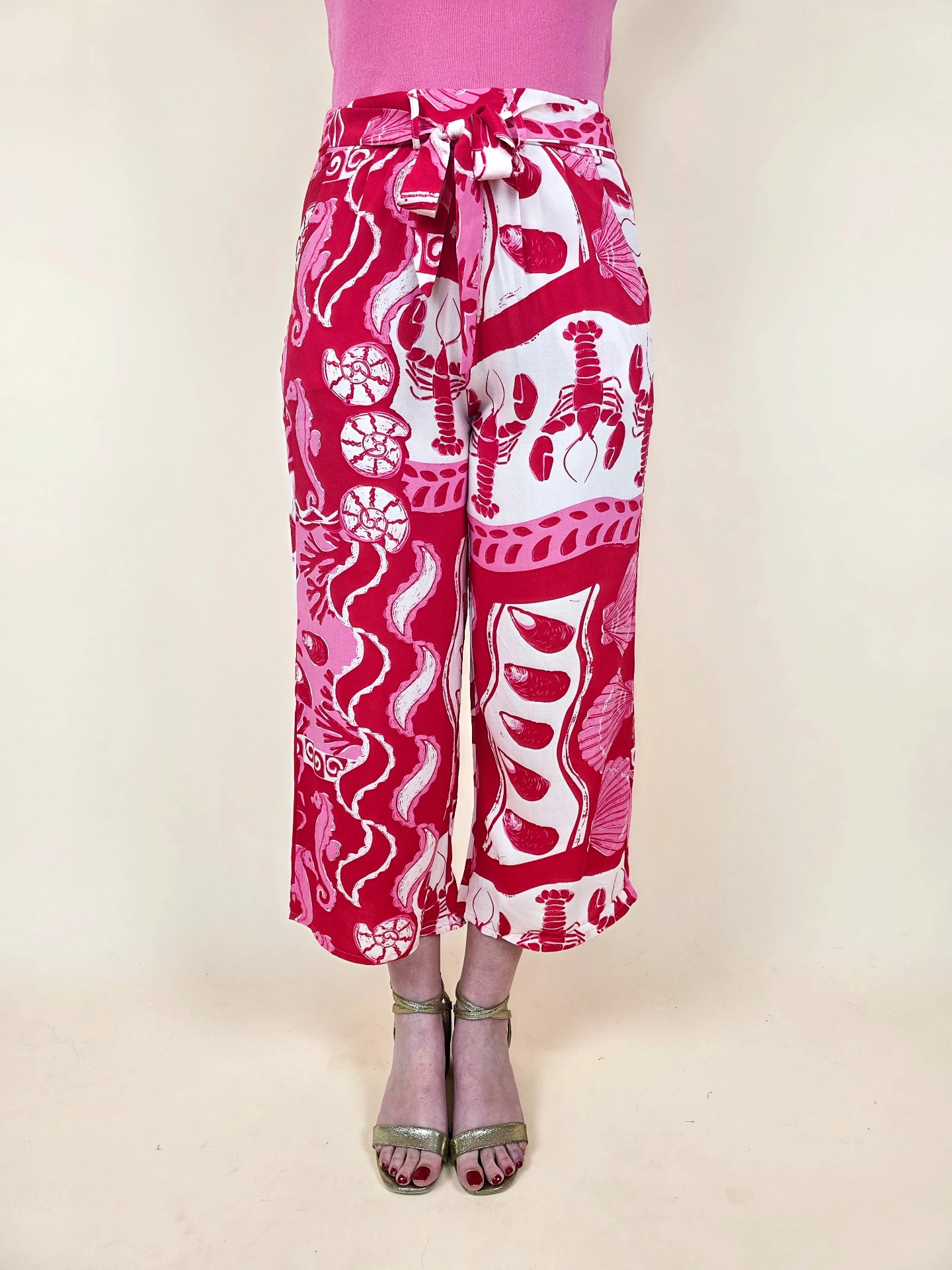 [00721_XS] Pantalon 3/4 motif bord de mer (XS)