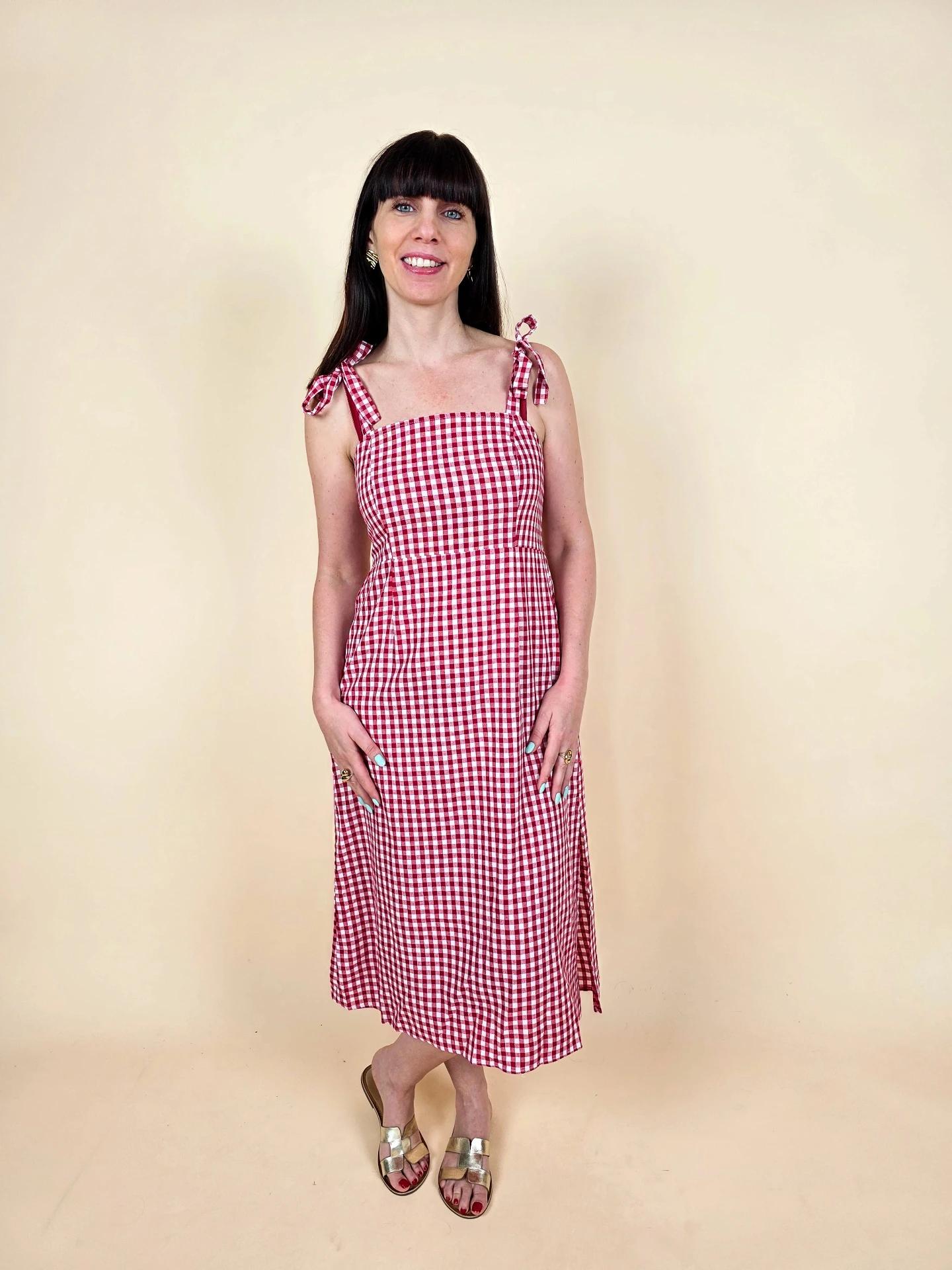 Robe à carreaux vichy avec bretelles à nouer