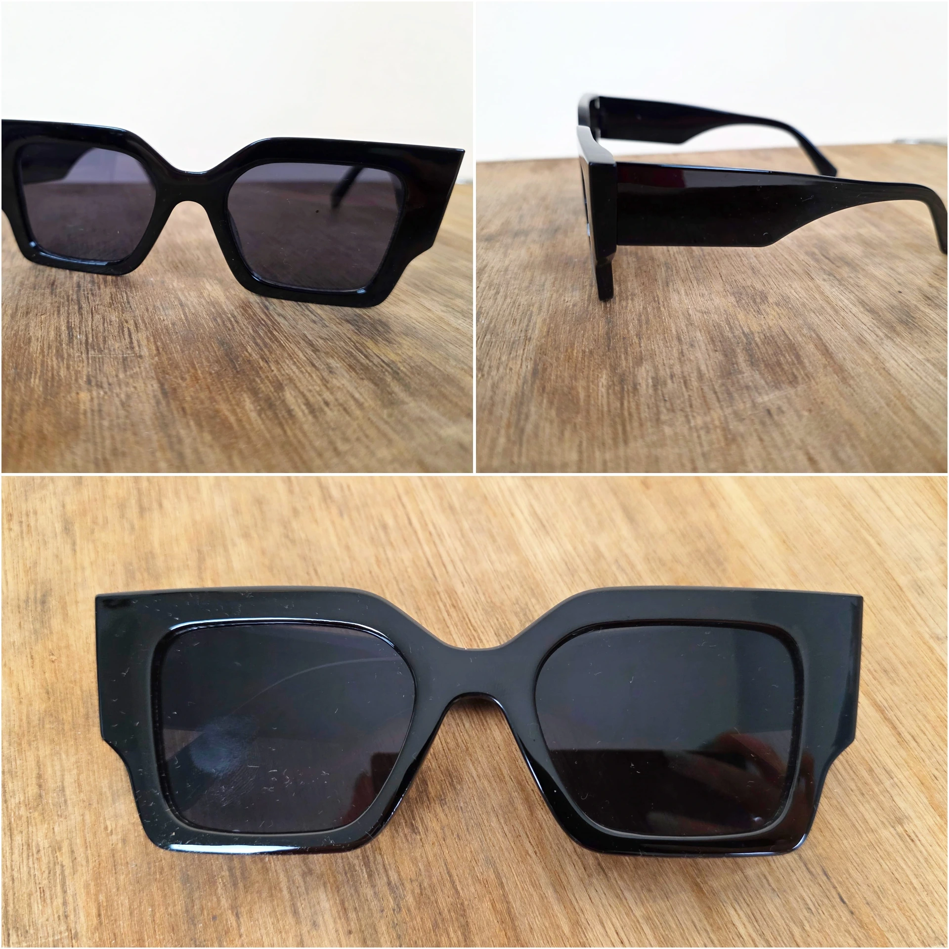 Lunettes de soleil noires épaisses style géométrique