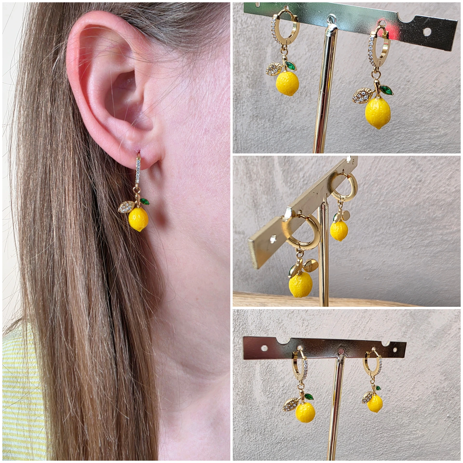 Boucles d'oreilles créoles "Citron Doux" (Anti-Gaspi)